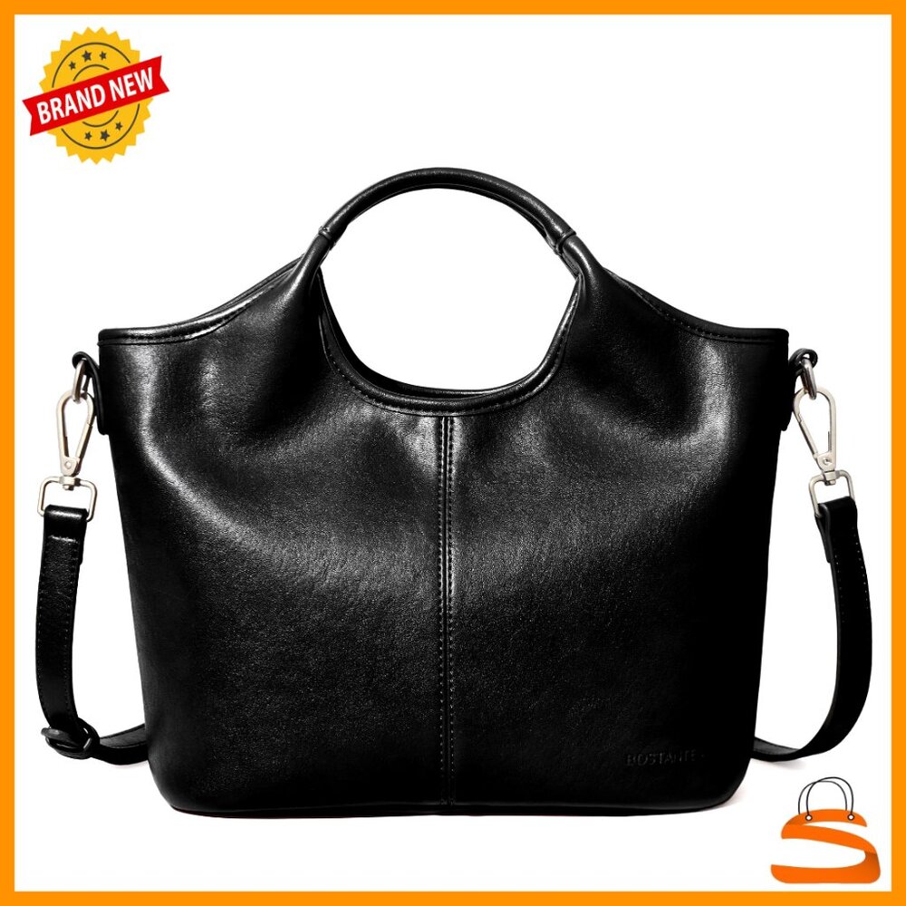 Vegan Leather Satchel Crossbody Bag With Detachable Strap